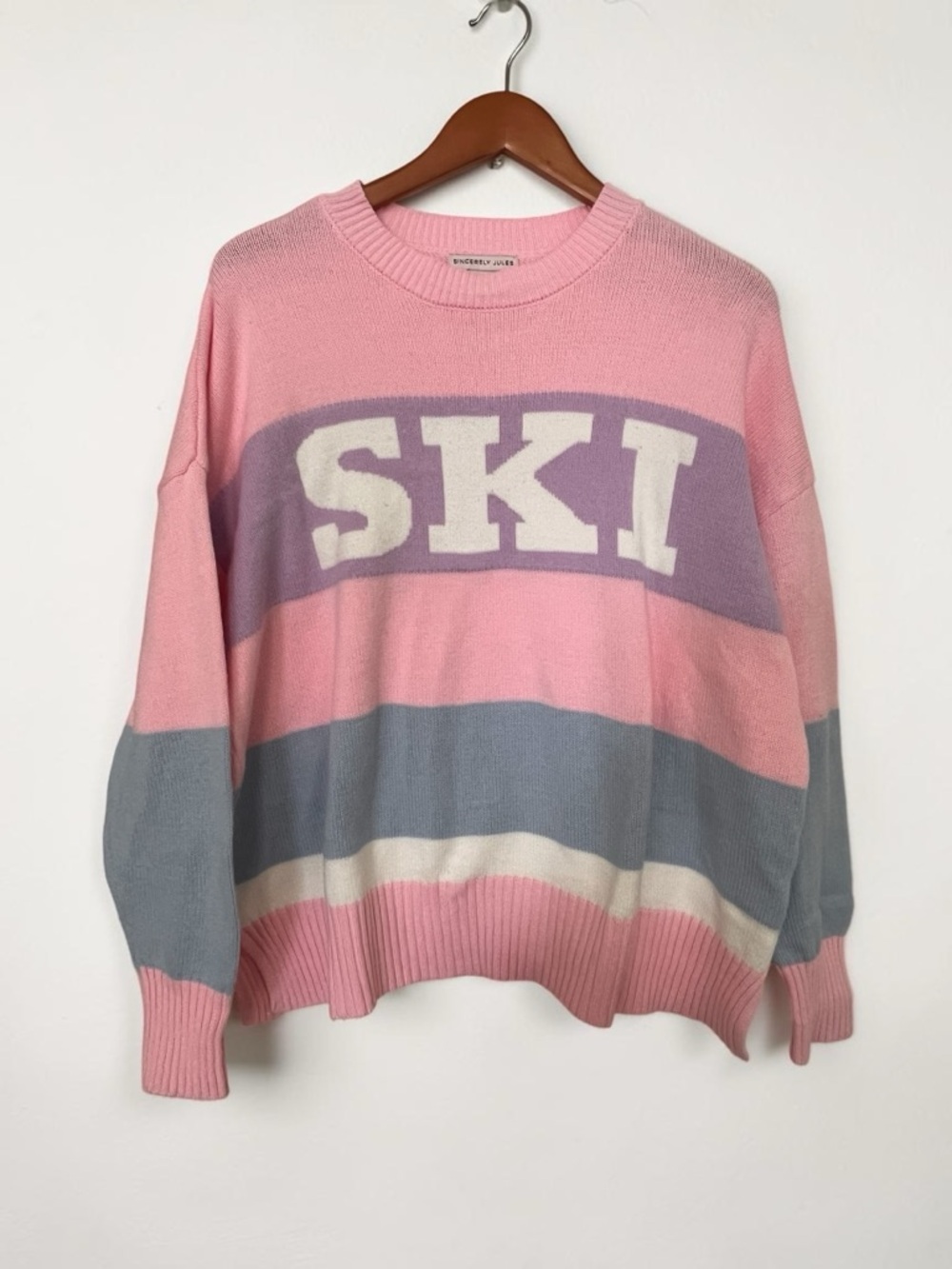 Sincerely Jules Pink, Purple, and Blue Crew Neck Sweater